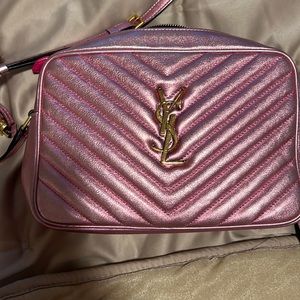 COPY - Pink metallic YSL quilted camera bag